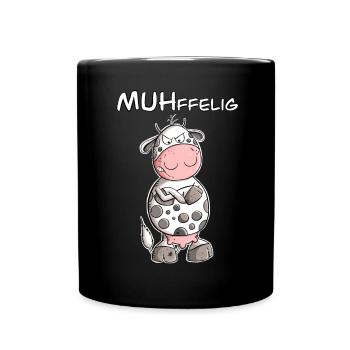 Muffelige Kuh I Muffel Kuh Wortspiel I Statement - Tasse einfarbig - Schwarz - Vorne