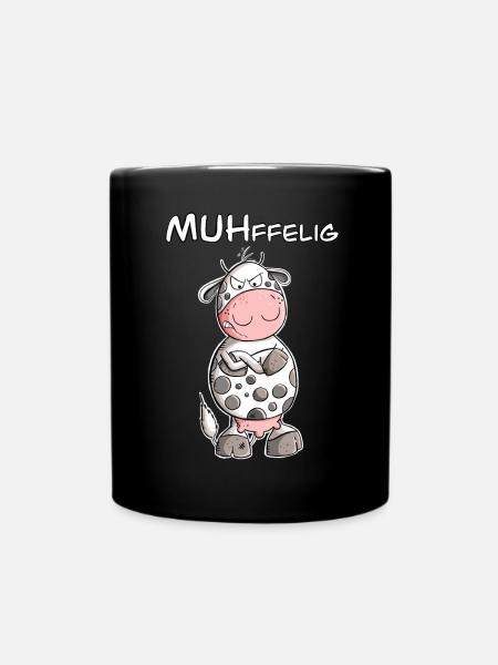 Muffelige Kuh I Muffel Kuh Wortspiel I Statement - Tasse einfarbig - Schwarz