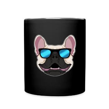 Französische Bulldogge Sonnenbrille - Tasse einfarbig - Schwarz - Vorne