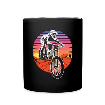 Mountainbike Retro Sunset - Tasse einfarbig - Schwarz - Vorne