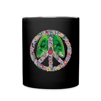Peace symbol, peace sign Earth Day plants - Full Colour Mug - black - Front
