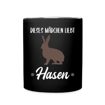 Hase Waldtiere Tierliebhaber Mädchen Geschenk - Tasse einfarbig - Schwarz - Vorne