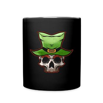 Crâne portant un chapeau vert le jour de la Saint-Patrick - Mug uni - noir - Devant