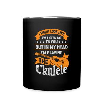 Drôle de ukulélé Musique Ukulele Player Cadeau - Mug uni - noir - Devant