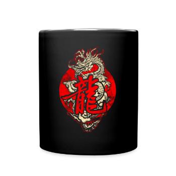 Dragon with Chinese characters - Full Colour Mug - black - Front