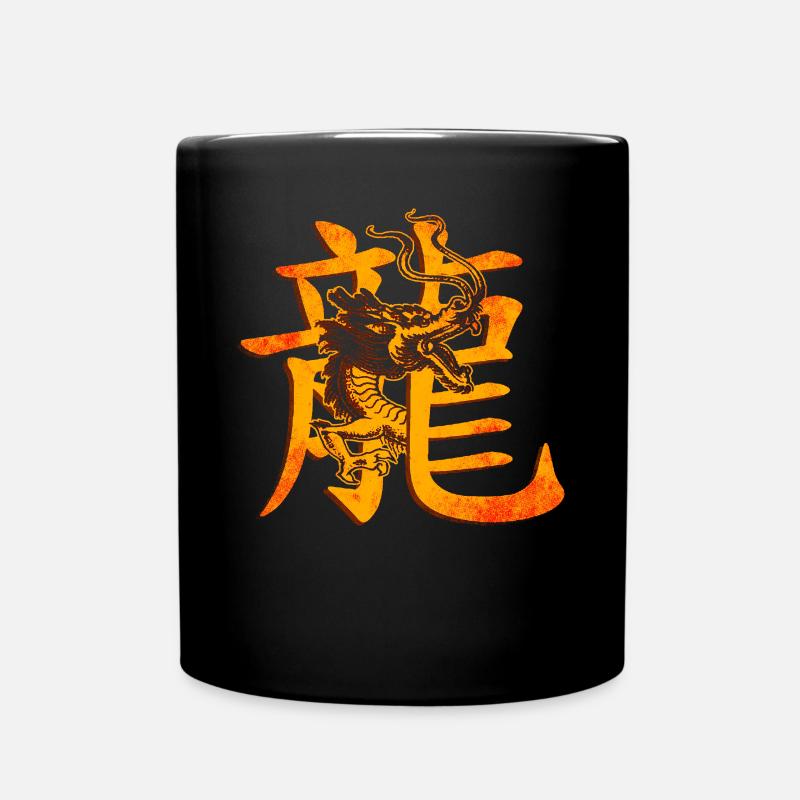 Chinesische Schriftzeichen mit Drache - Tasse einfarbig - Schwarz