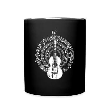 Retro Akustische Gitarre Musiknoten Gitarrist - Tasse einfarbig - Schwarz - Vorne