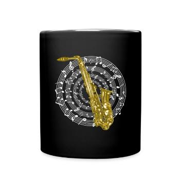 Saxophone Music Design Sheet Music Saxophonist Instrument - Full Colour Mug - black - Front