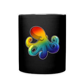 Octopus Rainbow - Full Colour Mug - black - Front