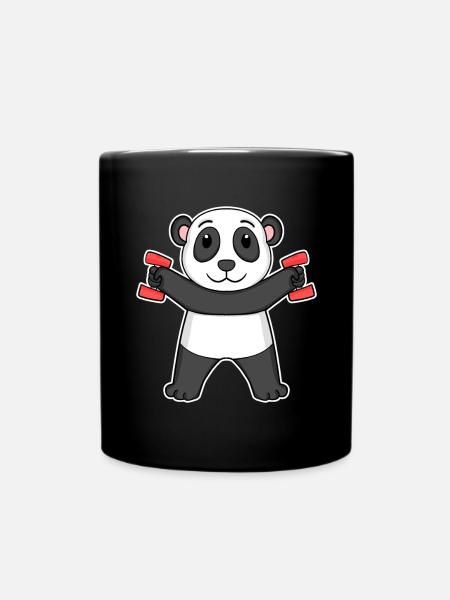 Panda Dumbbell Dumbbells Fitness Gym - Full Colour Mug - black