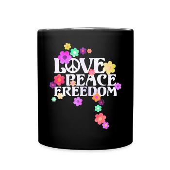 Type De Flower Power Rétro -- Love Peace Freedom 2 - Mug uni - noir - Devant