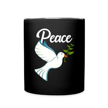 PEACE Friedenstaube - Tasse einfarbig - Schwarz - Vorne