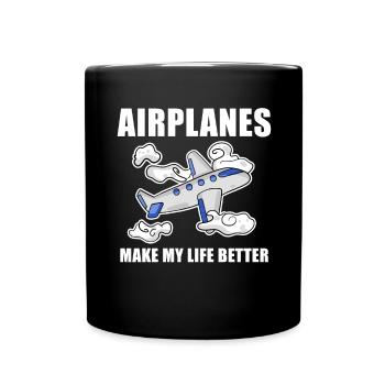 Avion - Mug uni - noir - Devant
