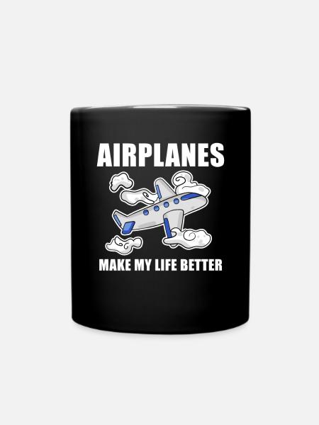 Flugzeug - Tasse einfarbig - Schwarz