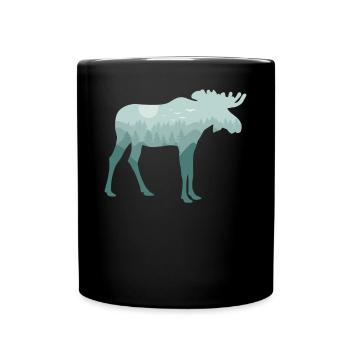 Elk Deer Forest Natural Landscape Gift - Full Colour Mug - black - Front