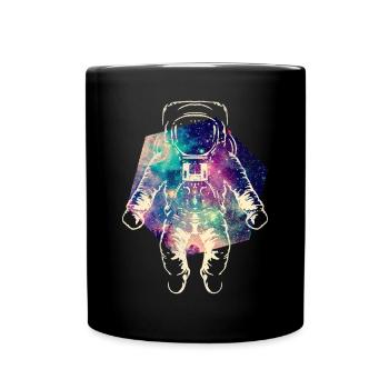 Astronaut im Weltraum - Tasse einfarbig - Schwarz - Vorne