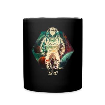 Astronaut im Weltraum - Tasse einfarbig - Schwarz - Vorne