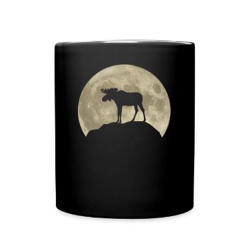 Elch Hirsch Mond Waldtiere Tierliebhaber Geschenk - Tasse einfarbig - Schwarz - Vorne