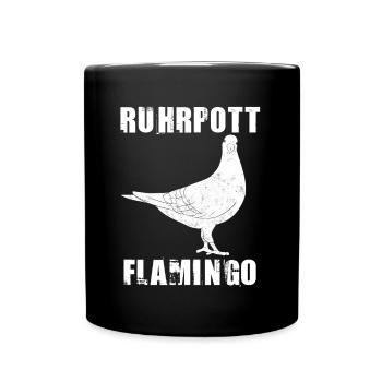 Ruhrpott Flamingo Ruhrgebiet Taube - Tasse einfarbig - Schwarz - Vorne