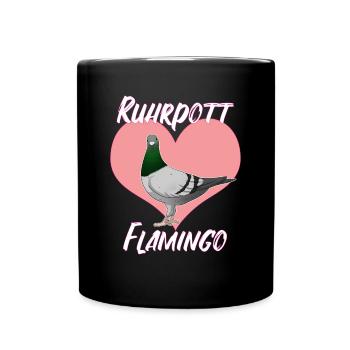 Ruhrpott Flamingo Ruhrgebiet Bunte Taube - Tasse einfarbig - Schwarz - Vorne
