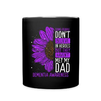 Ruban de sensibilisation à la démence Papa guerrier - Mug uni - noir - Devant