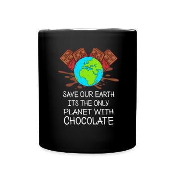 save the earth chocolate - Earth day gift - Full Colour Mug - black - Front