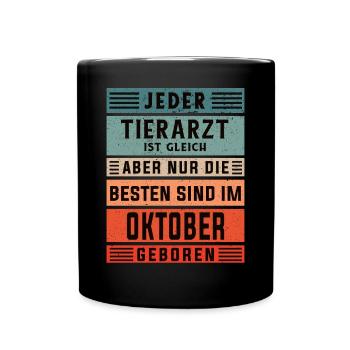 Veterinär Geburtstag Oktober geboren Tierarzt - Tasse einfarbig - Schwarz - Vorne