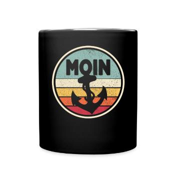 Moin Anker Plattdeutsch Ostfriesland Küste Nordsee - Tasse einfarbig - Schwarz - Vorne