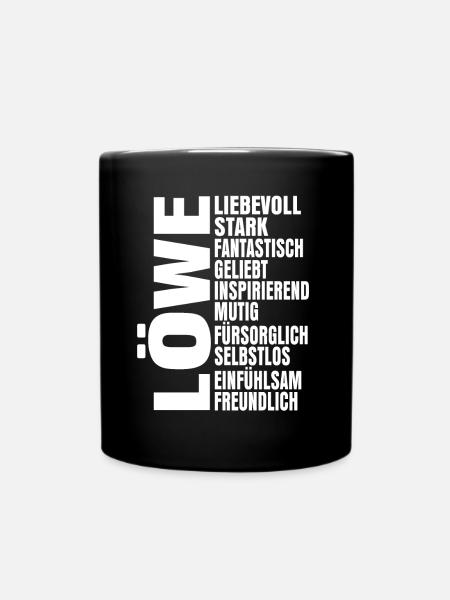Sternzeichen Löwe - Tasse einfarbig - Schwarz
