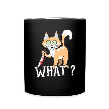 Quoi? Couteau de chat Halloween - Mug uni - noir - Devant