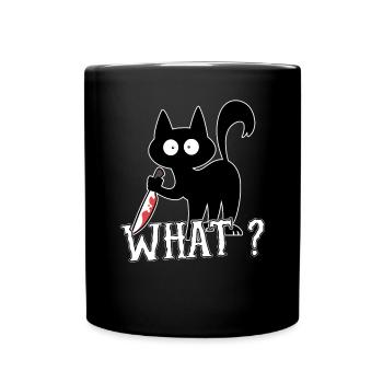 What? Cat Knife Halloween - Full Colour Mug - black - Front