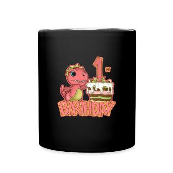 1. Geburtstag - Tasse einfarbig - Schwarz - Vorne