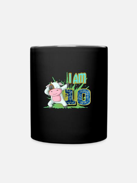 10. Geburtstag Dabbing Cow - Tasse einfarbig - Schwarz
