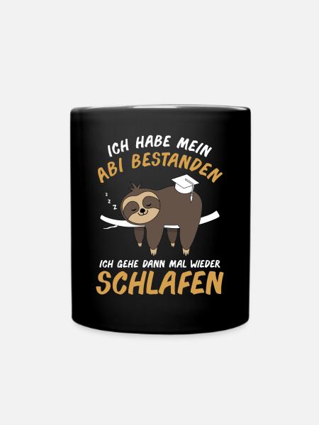 Abitur Abi Matura Abschluss Faultier Geschenk - Tasse einfarbig - Schwarz