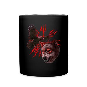 Vegvisir Odin mit Hugin und Munin - Wikinger - Tasse einfarbig - Schwarz - Vorne