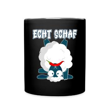 Echt Schaf Peperoni lustig Schäfer Bauernhof - Tasse einfarbig - Schwarz - Vorne