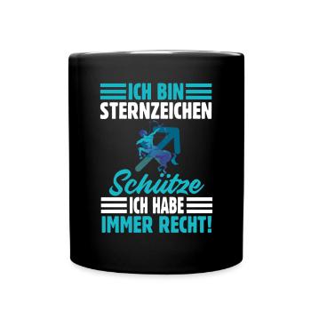 Sternzeichen Schütze - Tasse einfarbig - Schwarz - Vorne