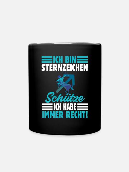 Sternzeichen Schütze - Tasse einfarbig - Schwarz
