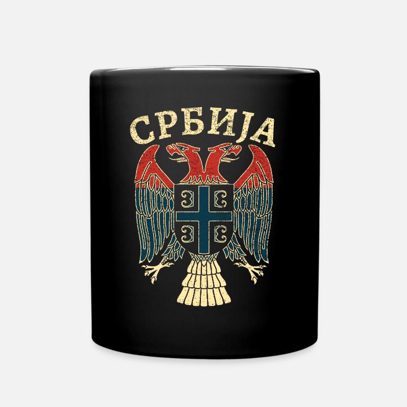 Serbien Wappen Kyrillisch - Tasse einfarbig - Schwarz