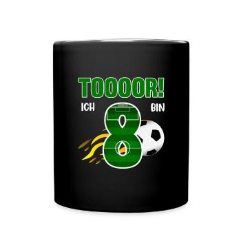 Tooor! Ich bin 8 Jahre Fußball Fußballer 8. - Tasse einfarbig - Schwarz - Vorne