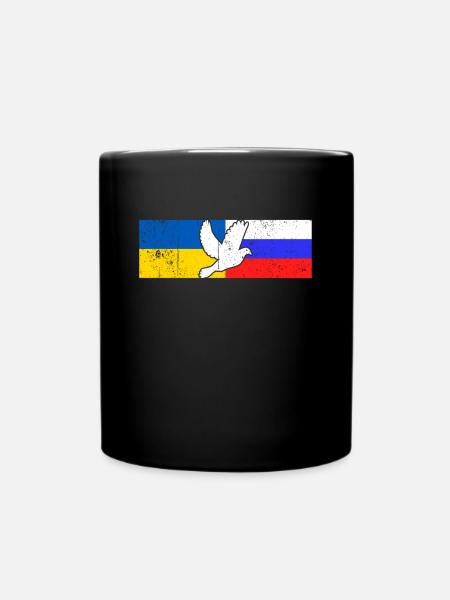 Ukraine Russland Konflikt Friedenstaube - Tasse einfarbig - Schwarz