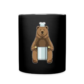 Bär Koch Kochtopf Kochen - Tasse einfarbig - Schwarz - Vorne