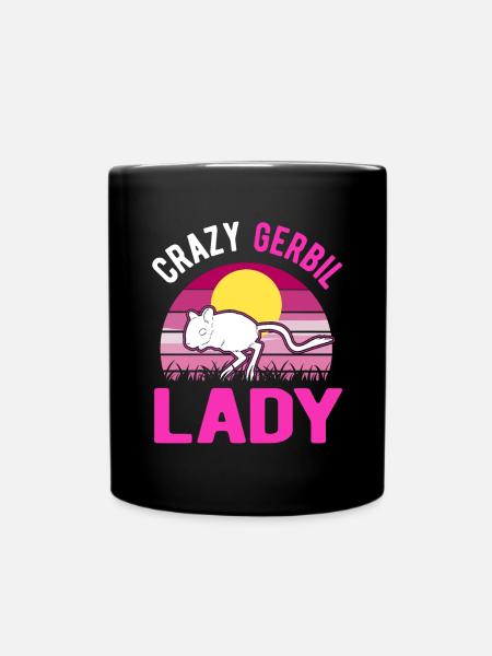 Crazy Gerbil lady Rennratte Rennmaus - Tasse einfarbig - Schwarz