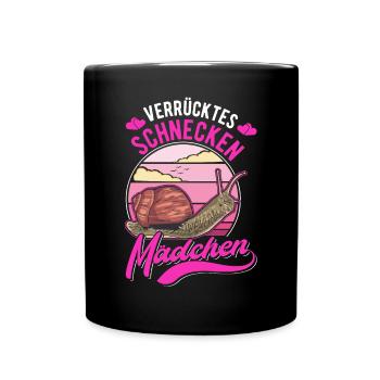 Verrücktes Schnecken Mädchen - Tasse einfarbig - Schwarz - Vorne