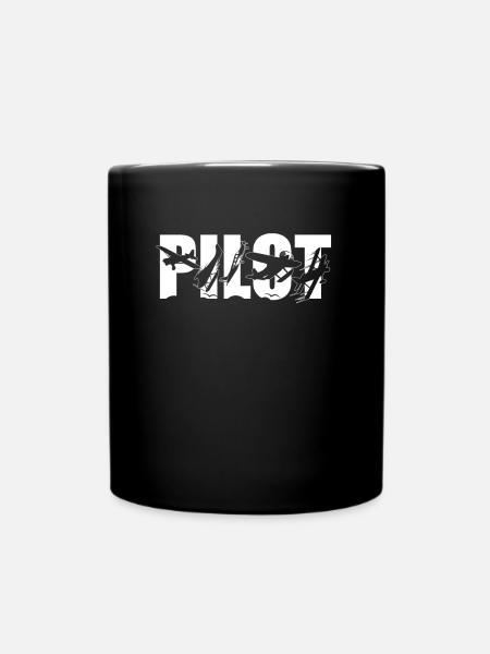 Airplane Pilot Vintage Pilot - Tasse einfarbig - Schwarz