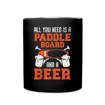 Paddleboard und Bier Standup Paddleboarding - Tasse einfarbig - Schwarz - Vorne
