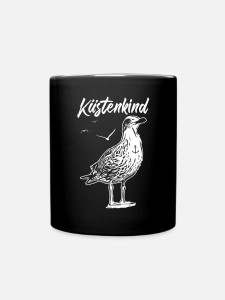 Küstenkind | Möwe | Anker - Tasse einfarbig - Schwarz