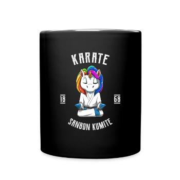 Karate Einhorn - Tasse einfarbig - Schwarz - Vorne