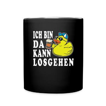 Kann losgehen Badenente Durstige Quietscheente - Tasse einfarbig - Schwarz - Vorne