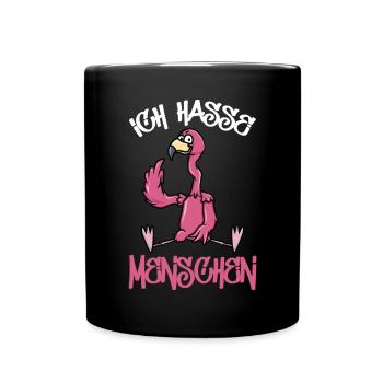 Ich hasse Menschen Flamingo Lustig Kostüm Party - Tasse einfarbig - Schwarz - Vorne